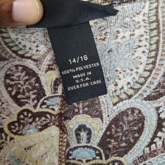 Lane Bryant Paisley Poncho Top Plus Size 14/16 Brown Blue Fairy Core Stretch USA - Picture 6 of 7